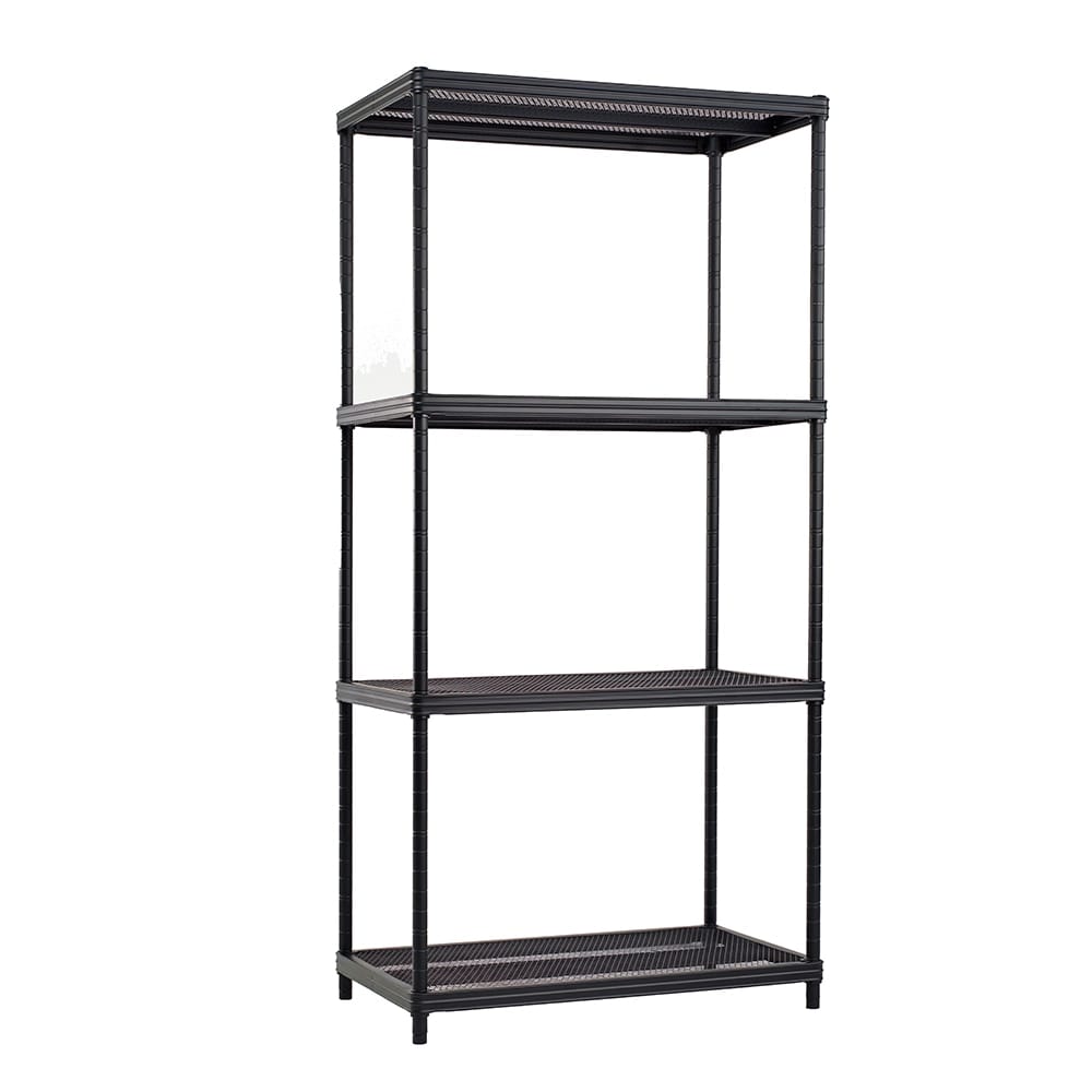 Method Storage Systems Shelving 4-Tier Fine Mesh Deck Shelving, Black