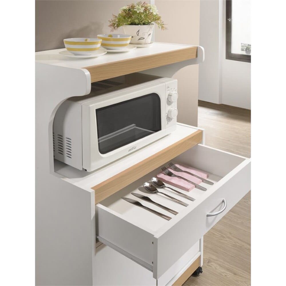 Hodedah Microwave Kitchen Cart