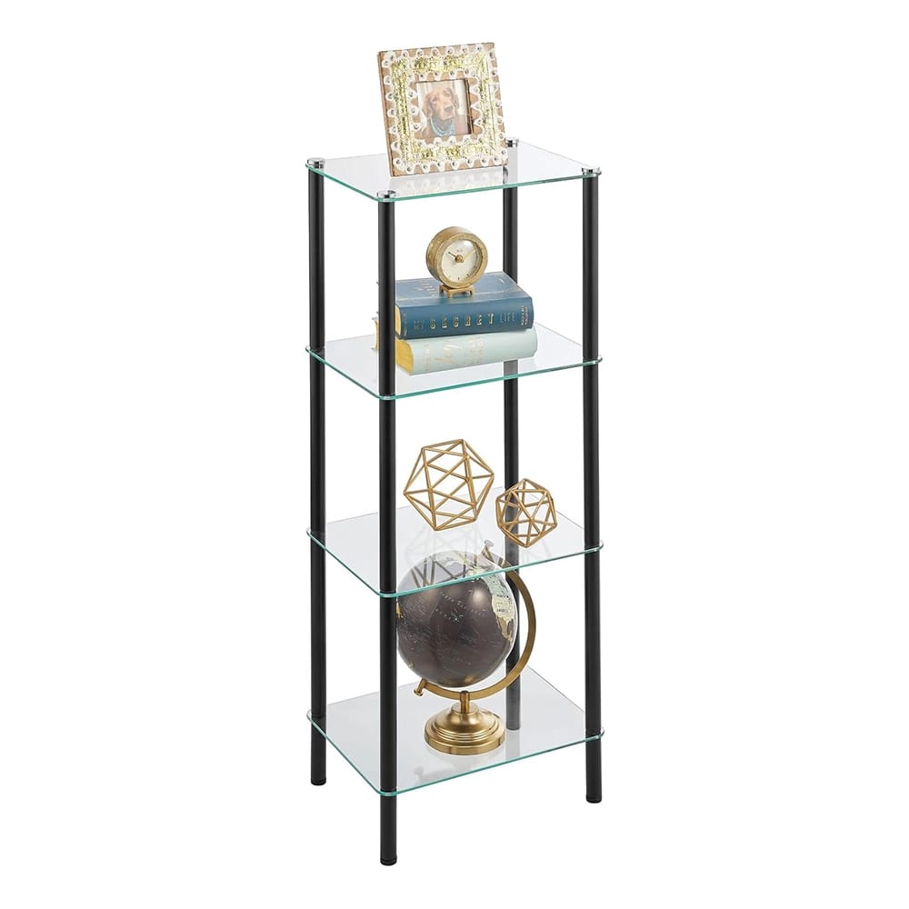 mDesign 4-Tier Glass Shelf, Black