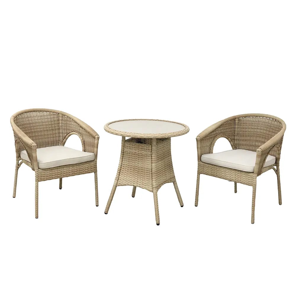 3-Piece Resin Wicker Bistro Set, Tan