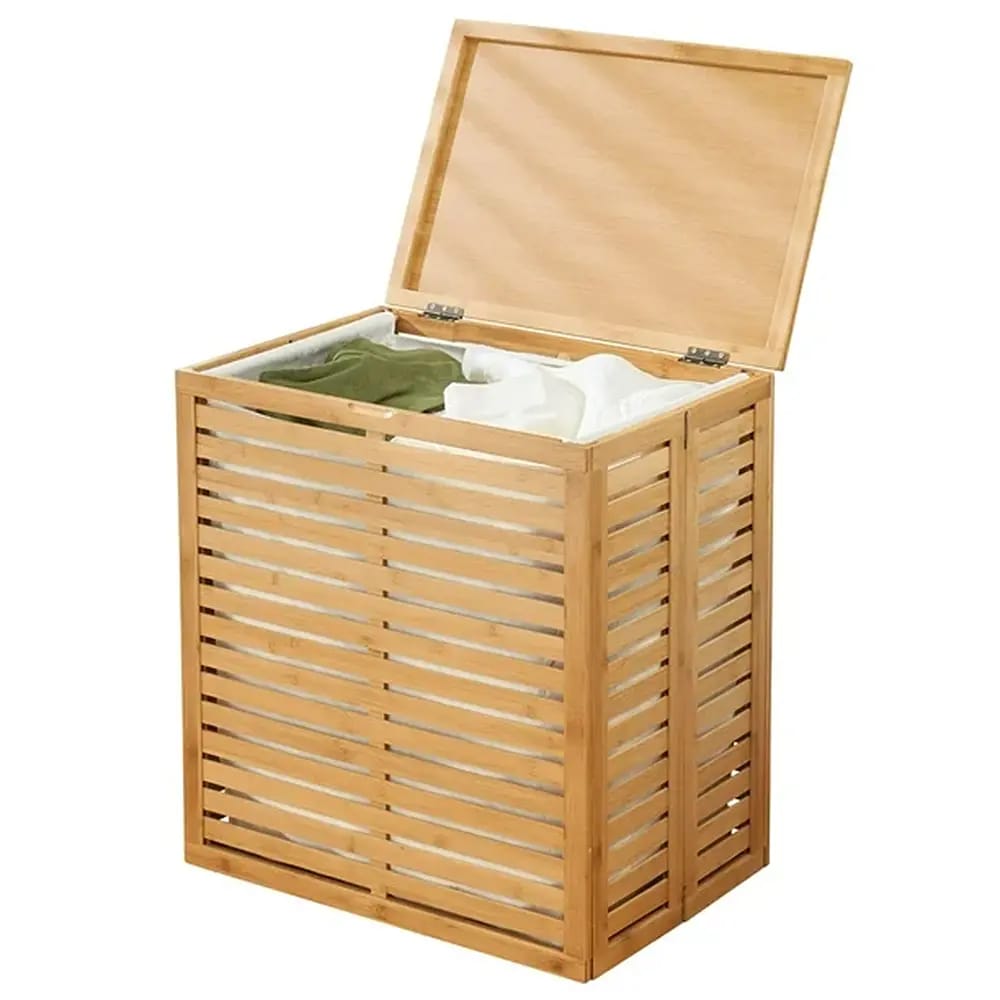 mDesign Bamboo Laundry Hamper, Natural