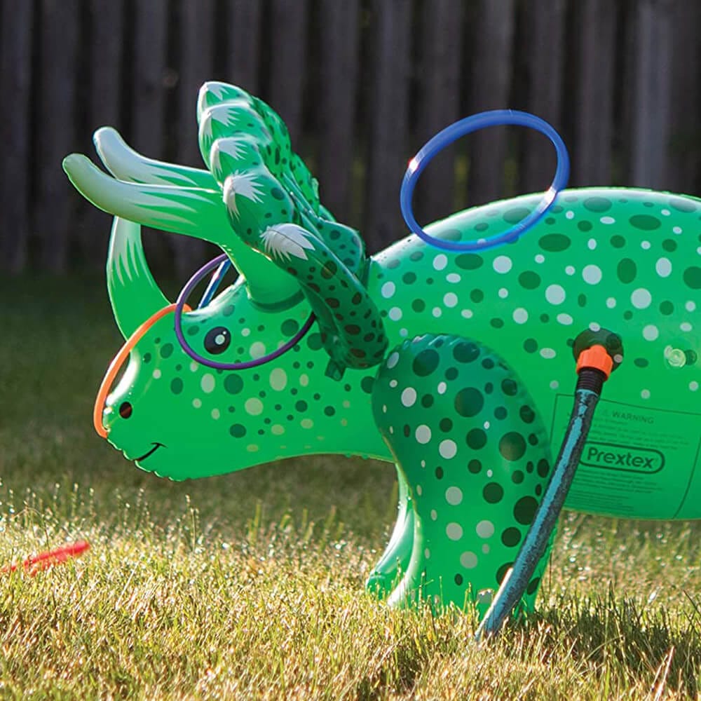 Prextex 2-in-1 Dinosaur Water Sprinkler & Ring Toss Combo