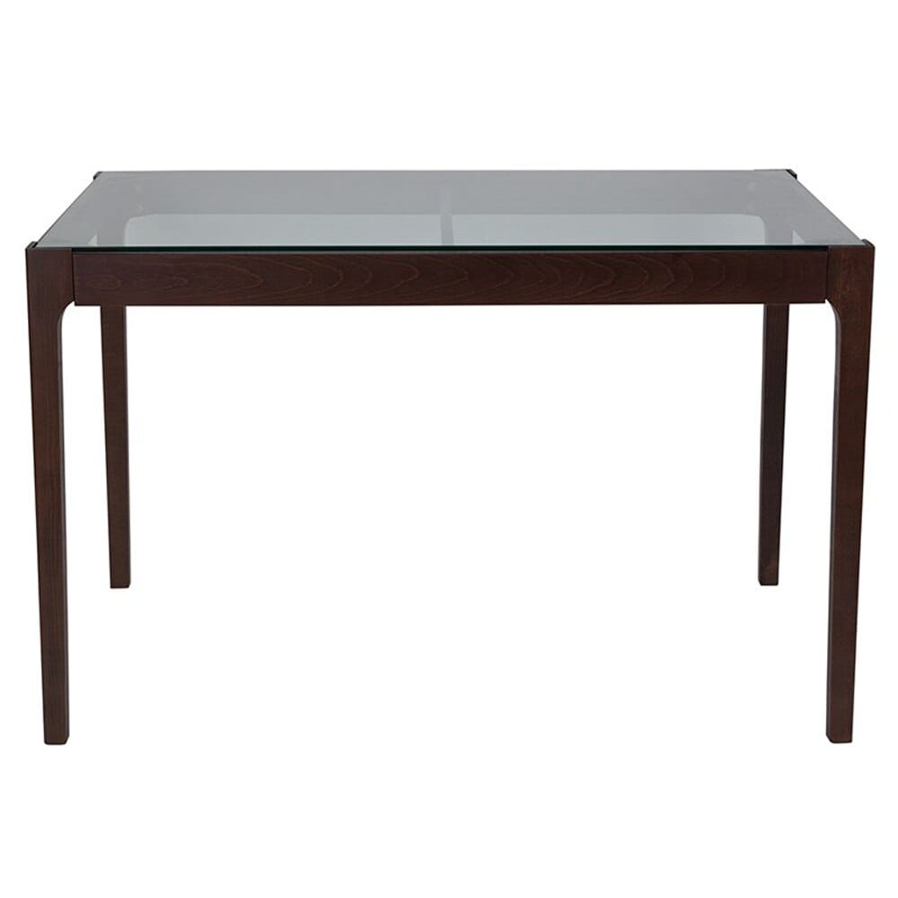 Flash Furniture Everett Table with Clear Glass Top, Solid Espresso Wood