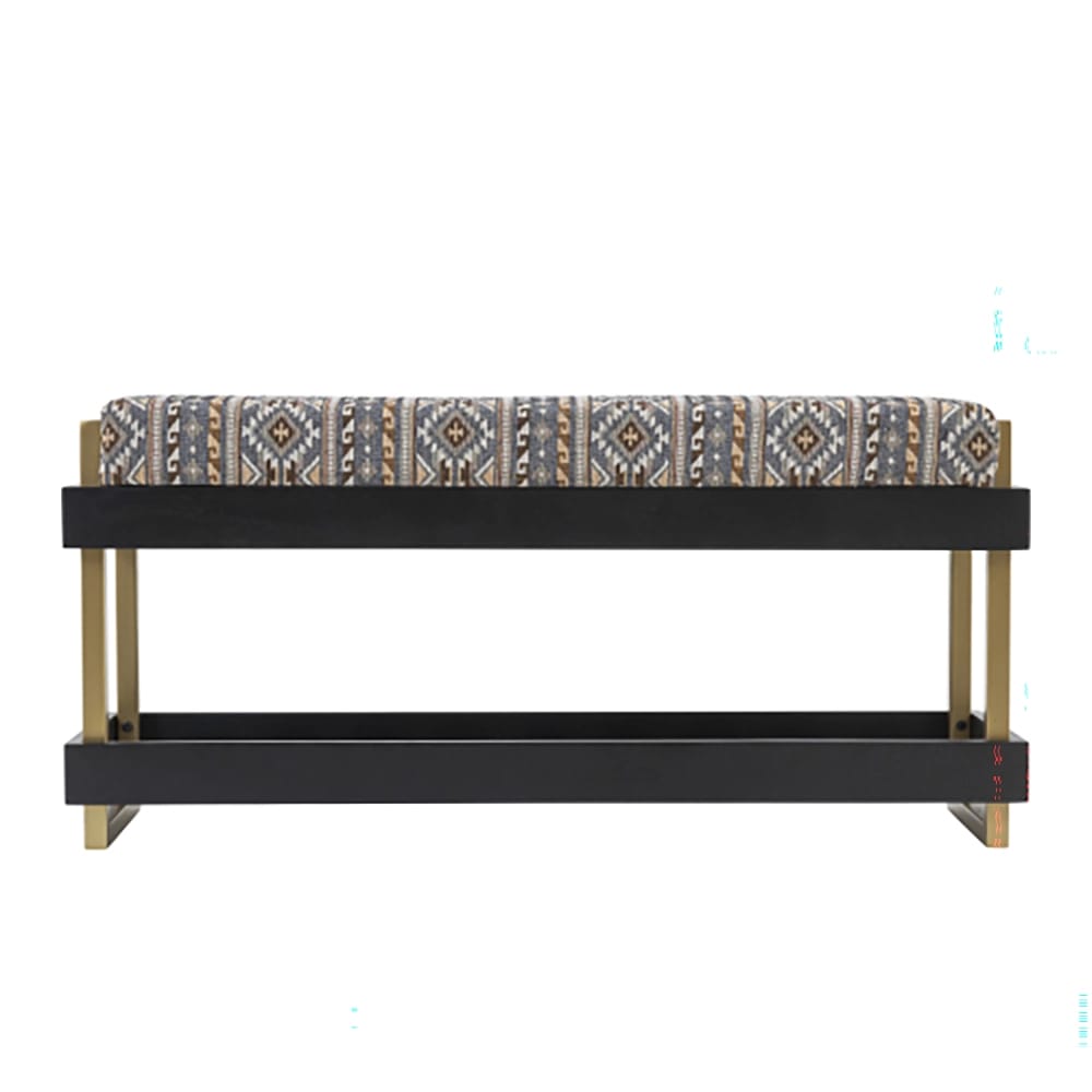 Albany Living Upholstered Bench with Wooden Shoe Rack, Gray/Gold