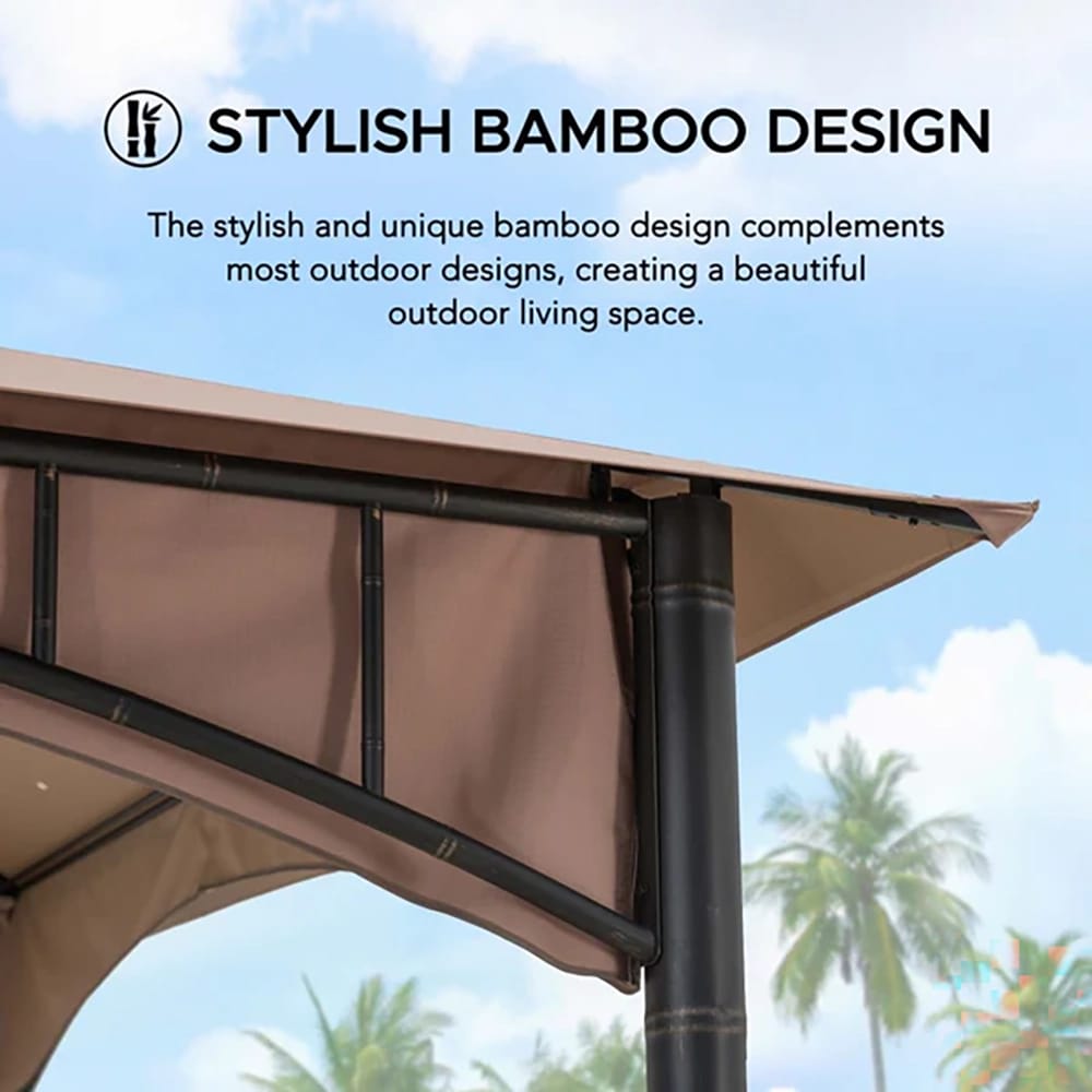 Sunjoy 11' x 11' Canopy Gazebo with Bamboo Look Steel Frame