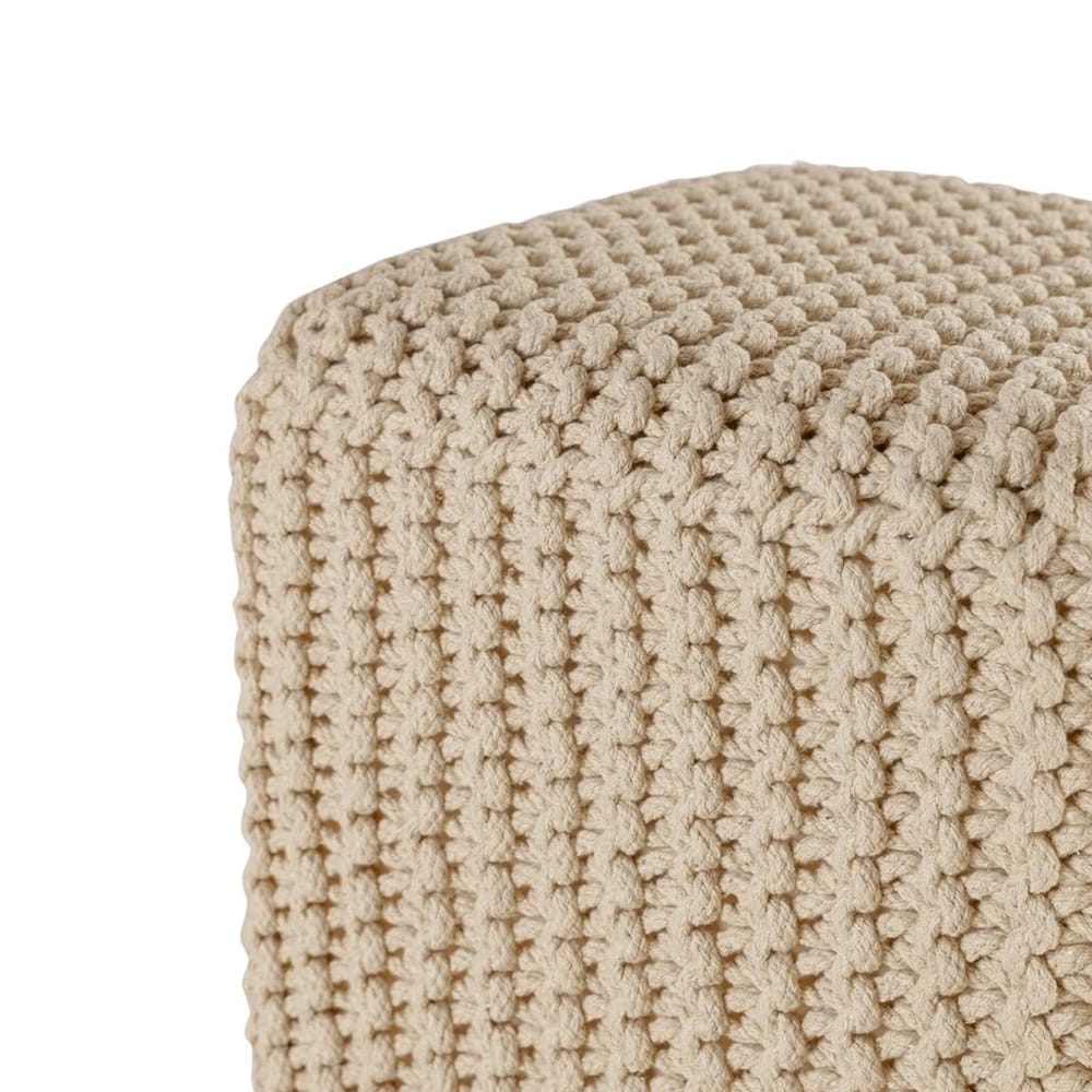 Albany Living Square Knit Ottoman, Ivory