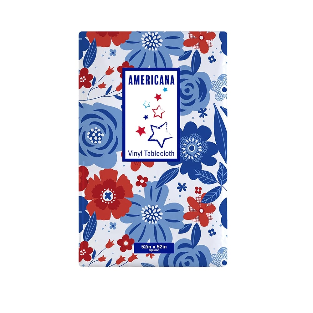 Patriotic Vinyl Tablecloth with Flannel Backing
