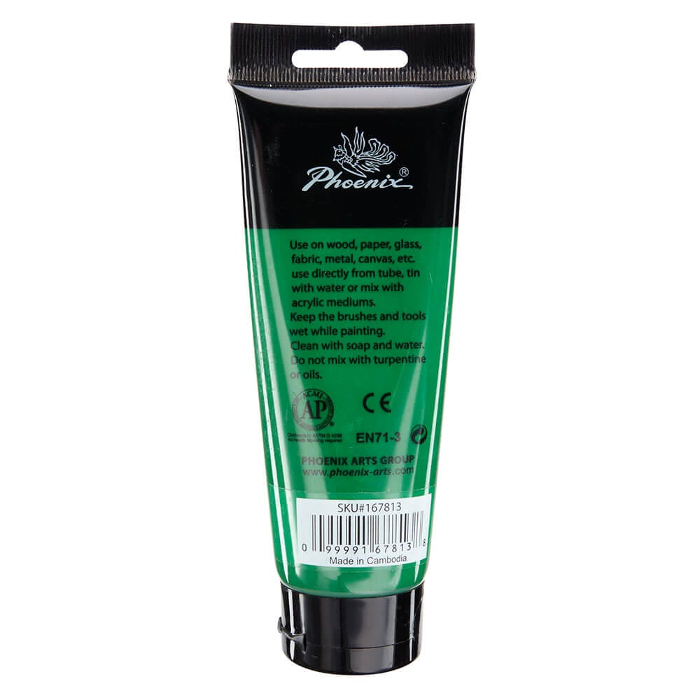 Phoenix Artist's Acrylic Paint, Light Green Permanent, 120 ml