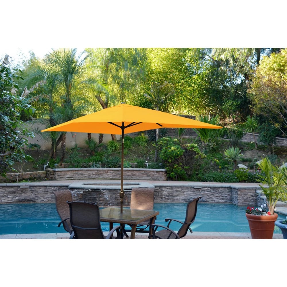 Jeco 6.5' x 10' Rectangular Aluminum Patio Umbrella with Tilt and Crank, Yellow/Champagne