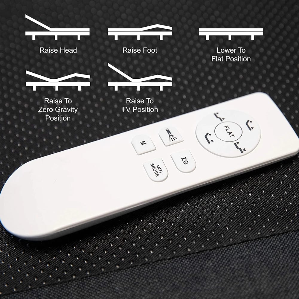 Adjustable Bed Base with Wireless Remote, Black, Full
