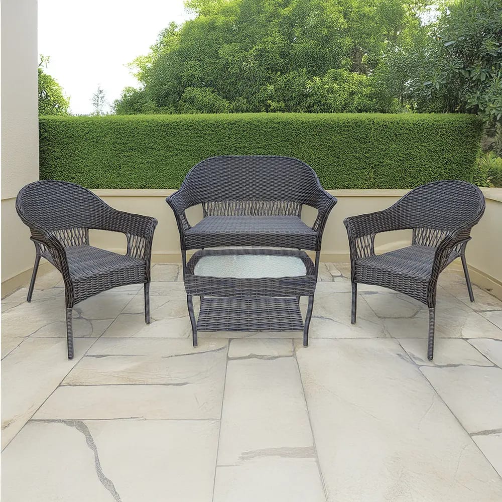 4-Piece All-Weather Resin Wicker Set, Dark Brown