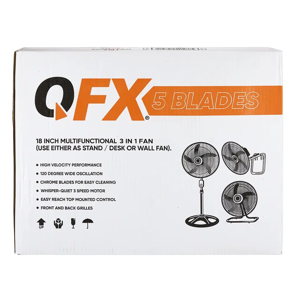 QFX 5 Blades Multifunctional 3 in 1 Fan, 18"