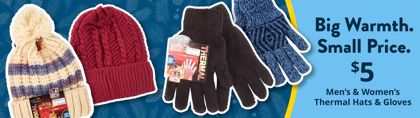 $5 men's and women's thermal hats and gloves