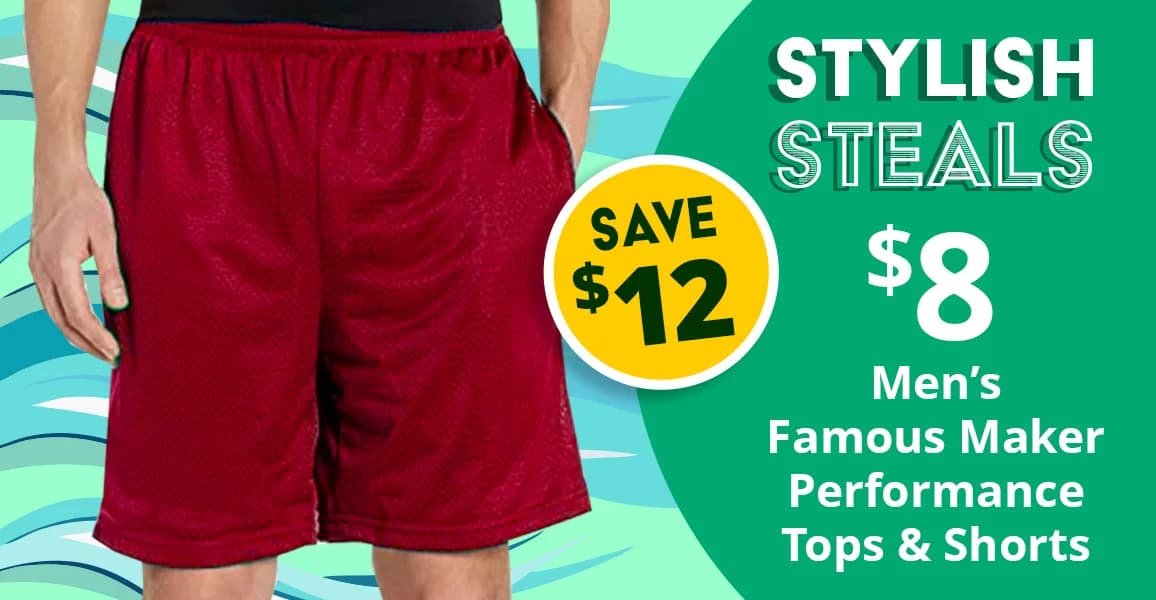 Men's Famous Maker Performance Top & Shorts, &8.00