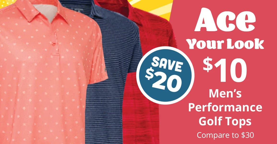 Men's Performance Golf Tops, $10.00