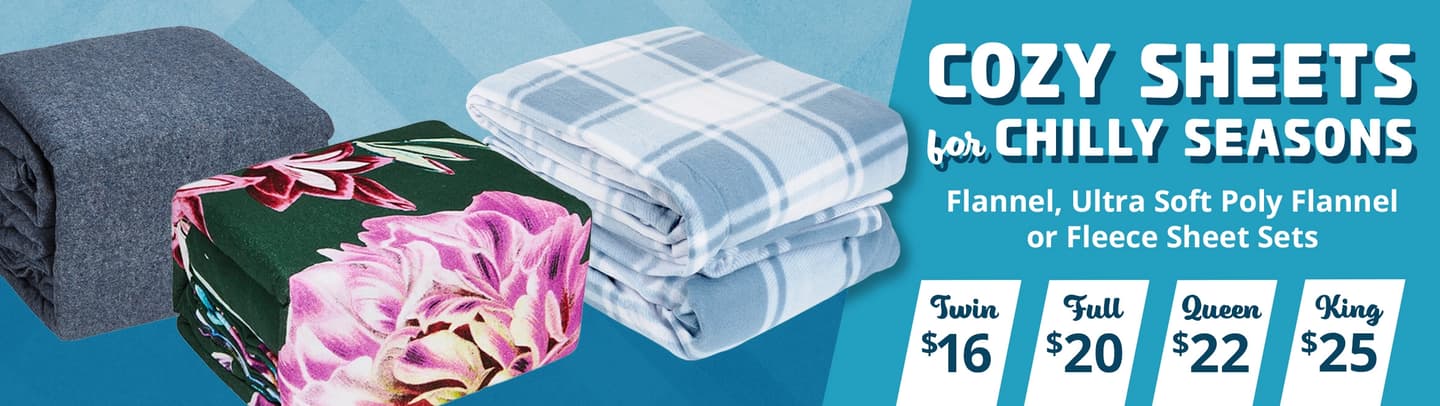 Flannel, Ultra Soft Poly Flannel or Fleece Sheet Sets, $16.00-$25.00