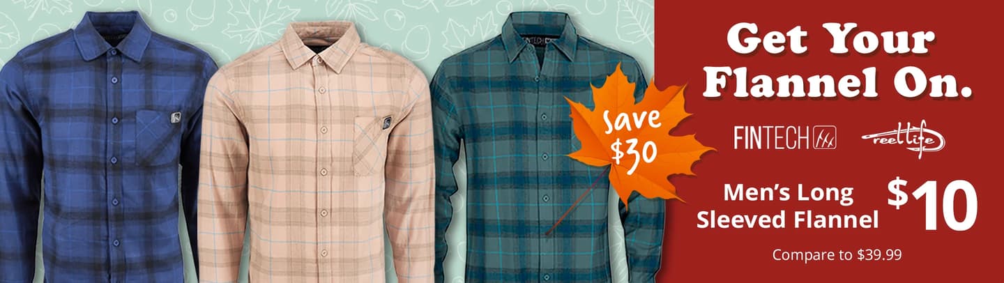 Men's long sleeved flannels, $10.00.