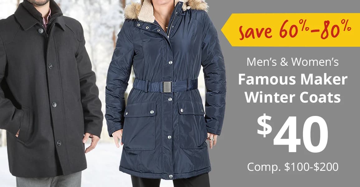 Famous Maker Winter Coats, $40.00.