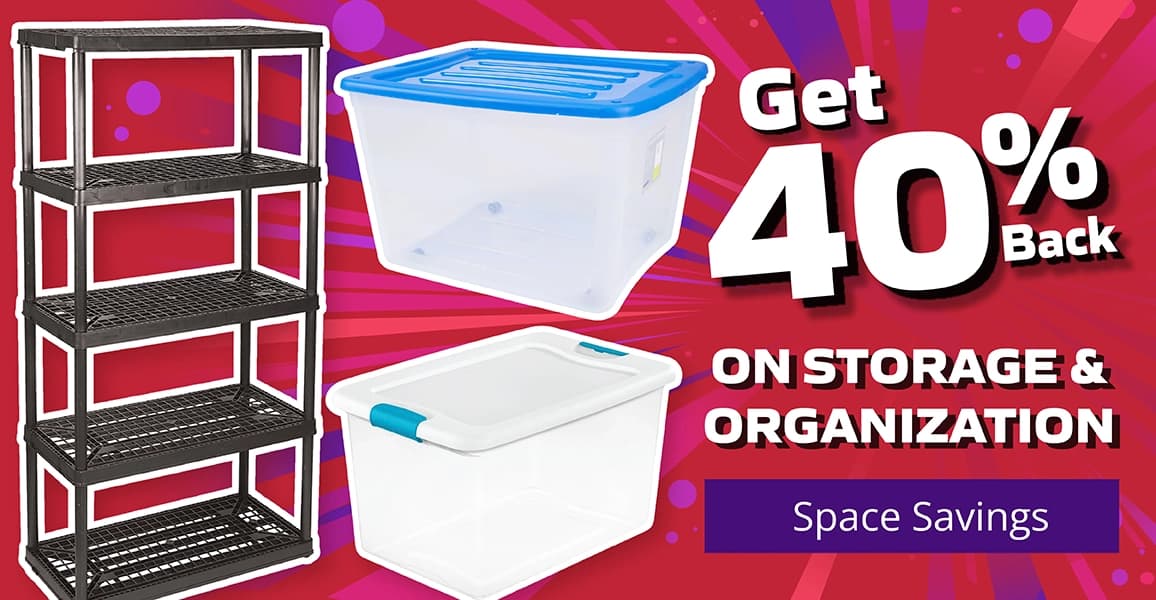 40% back on storage & organization