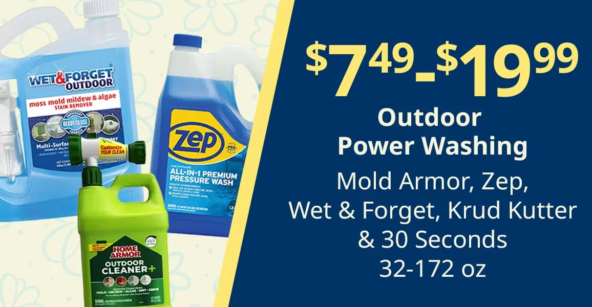 Outdoor Power Washing: Mold Armor, Zep, Wet & Forget, Krud Kutter & 30 Seconds, 32-172 oz, $7.49-$19.99