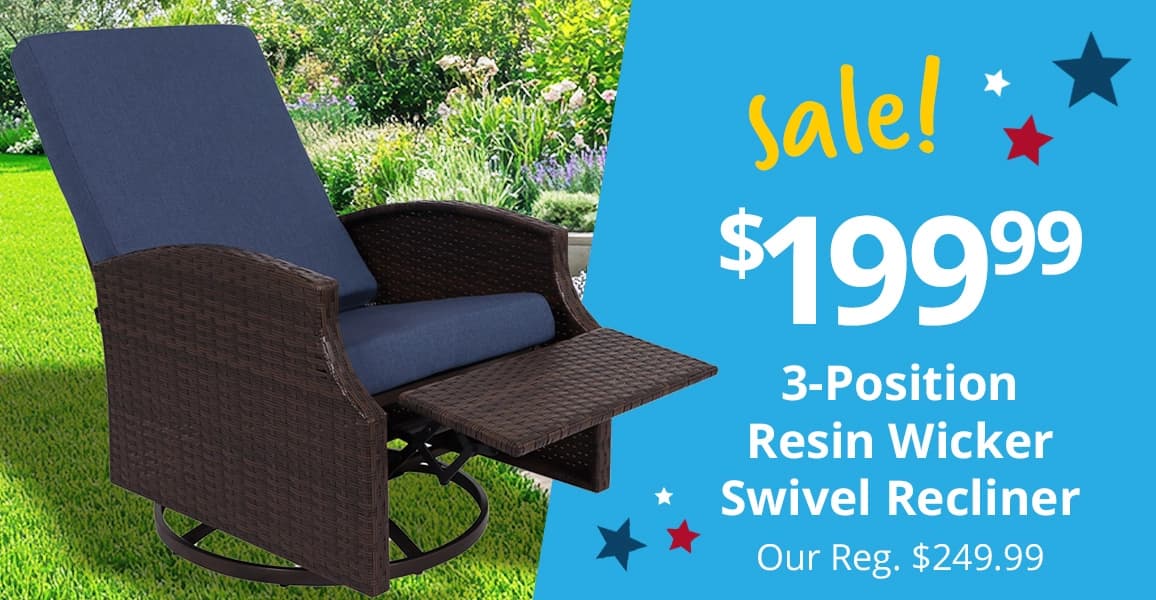 3-Position Resin Wicker Swivel Recliner, $199.99