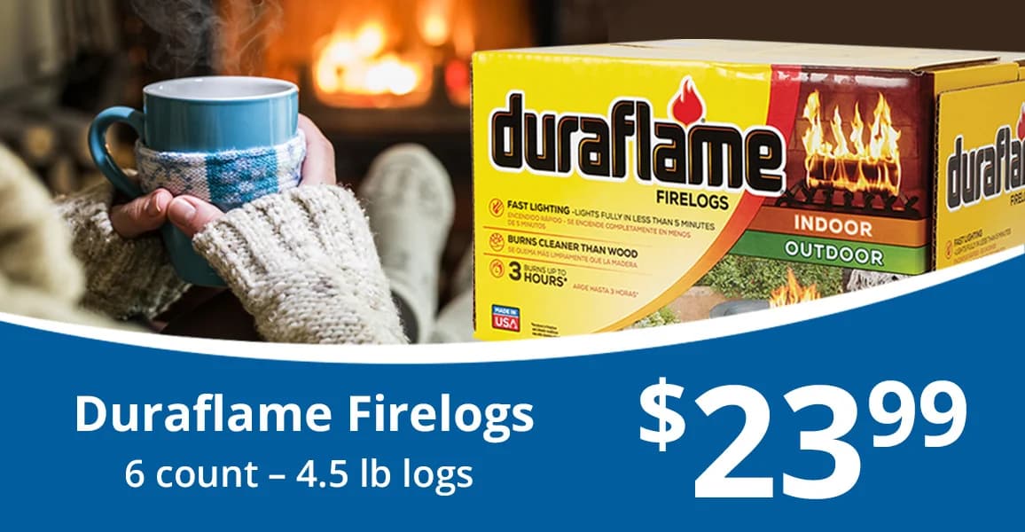 Duraflame firelogs, $23.99.