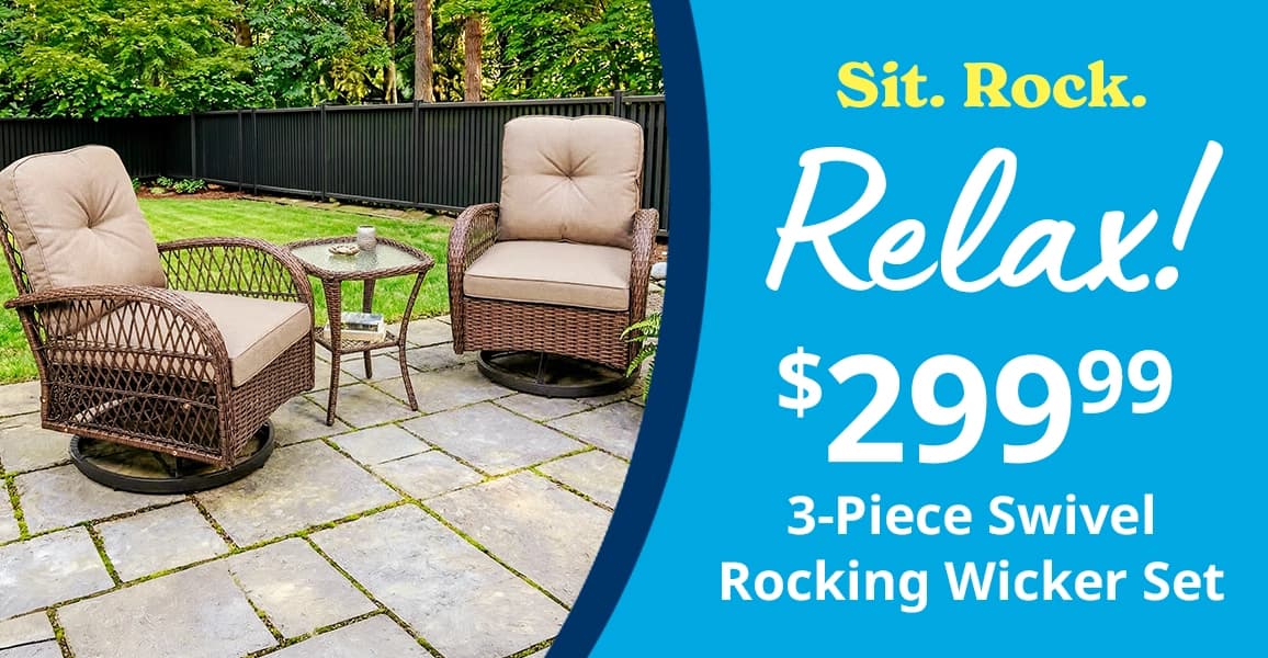 Relax! 3-piece Swivel Rocking Wicker Set, $299.99