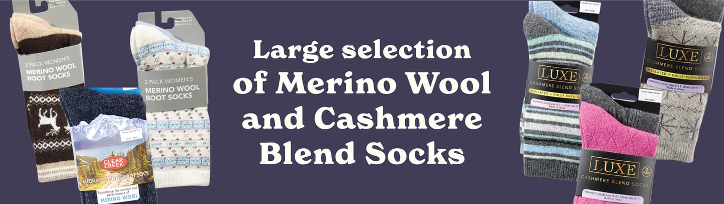 Large selection of Merino Wool and Cashmere Blend Socks